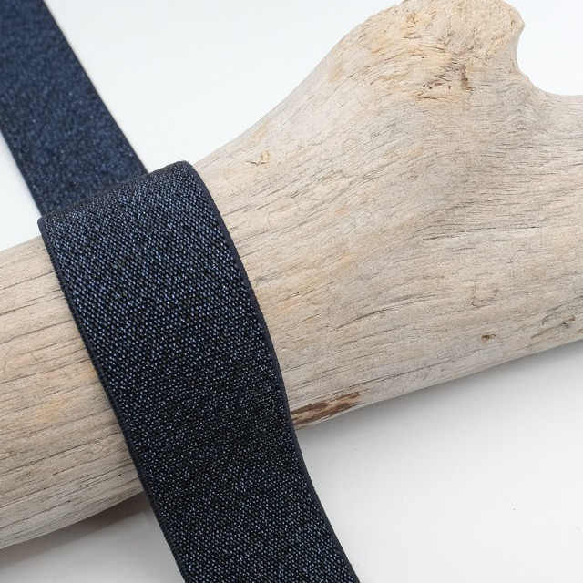 25mm Navy Blue Lurex Elastic - Maison Klem